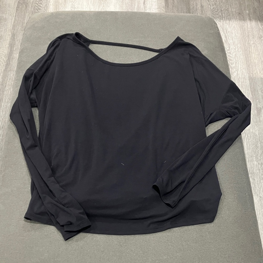 GAP Black Long Sleeve Scoop Back Tee